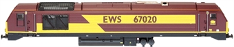 Class 67 67020 in EWS maroon & gold