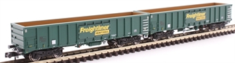 MJA mineral and aggregates twin bogie box wagon in Freightliner green - 502019 & 502020 - pack of 2