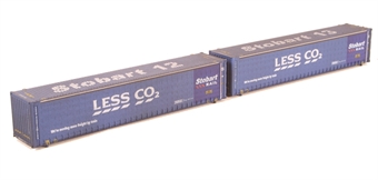 45ft curtain-sided containers "Stobart Less Co2 Rail" - 450012-5 & 450013-0 - weathered - pack of 2