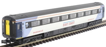 Mk3 TFO trailer first open 41150 in East Coast livery