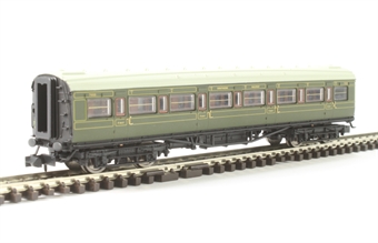 Maunsell first class compartment 7668 in SR olive green