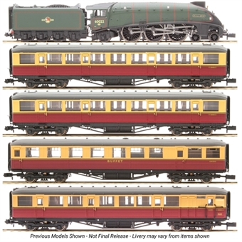 Class A4 4-6-2 60013 'Dominion of New Zealand' in BR green with late crest & 4 x Gresley Teak coaches - Digital Fitted