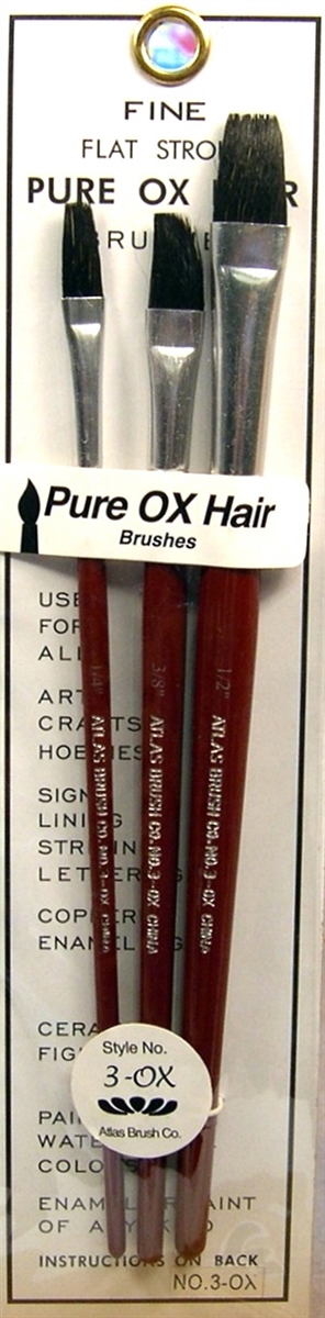 Pure Ox Hair Brushes, Fine/Flat Stroke (3)