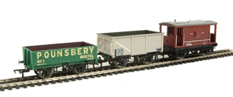 2 private owner wagons and 1 brake van (unboxed) - Pack of 3