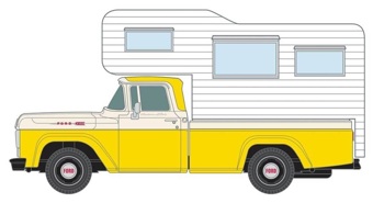 1960 Ford Pickup Truck Camper, Yellow White and Cream