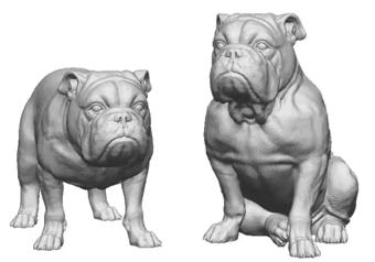 N Gauge - Pets, Wildlife & Livestock - English Bulldogs x2