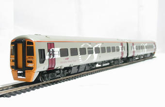 Class 158 2 Car DMU in "Wessex Trains Alphaline" silver