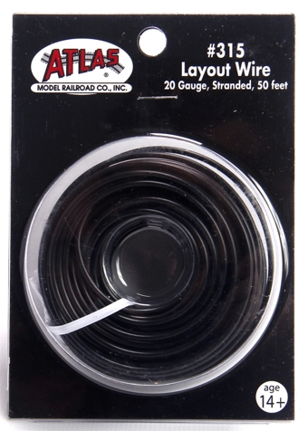 50' Black 20 Gauge Stranded Layout Wire
