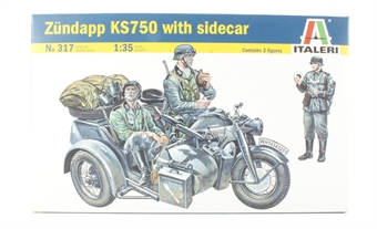 Zundapp KS750 motorcycle and side car with 3 figures