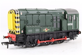 Class 08 Shunter D3729 in BR Green with Warning Stripes