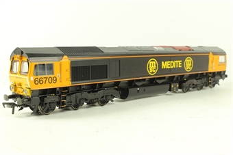Class 66 66709 'Joseph Arnold Davies' in First GBRf Medite black & orange livery- Limted Edition for Model Rail