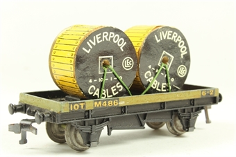 10T Low Sided Wagon with twin "Liverpool Cables" Drum Load in BR Grey M486 (metal wheels)