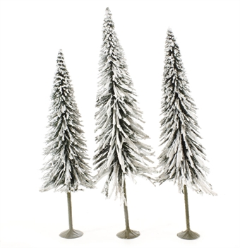 8" - 10" Pine Trees With Snow - Pack Of 3