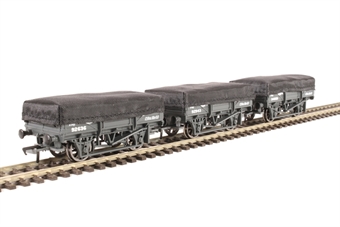5-plank china clay wagon in GWR grey with flat canvas hoods - Pack of 3