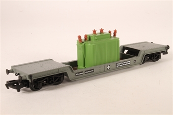 45 Ton Bogie Well Wagon W41843 in BR Grey Livery with Load of Green Transformer