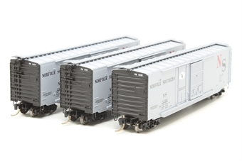 50' steel plug & sliding door boxcar of the Norfolk Southern - grey 3-Pack