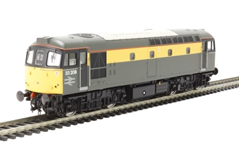Class 33/2 33208 in BR engineers "Dutch" grey & yellow