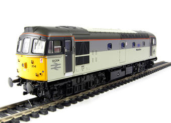 Class 33/2 diesel 33204 in Railfreight Triple Grey livery with Mainline branding
