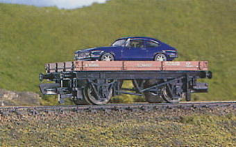 1 Plank Lowfit Wagon B450050 in BR Brown Livery with Ford Capri car load