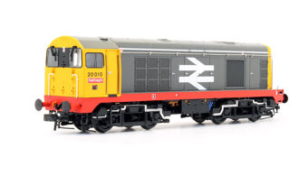 Class 20/0 20010 in BR Railfreight grey with red stripe and disc headcodes