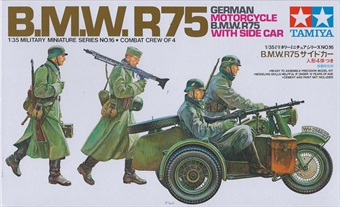 BMW R75 with Side Car, driver, rider & 2 walking figures