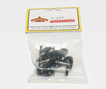 Plastic coach wheels on 10 metal axles - Pack of 20