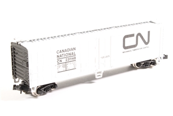 50' plug door mechanical reefer of the Canadian National - white with black ends 231148