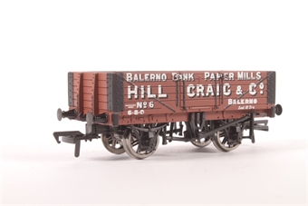 5 Plank Wagon with Wooden Floor 6 in 'Balerno Bank Paper Mills - Hill Craig & Co.' Red Livery - Limted Edition of 500 Pieces