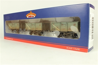 3 x 16 Ton Steel Mineral Wagons with End & Top Flap Doors in BR Grey Livery - Weathered - Wagon A) B119161, Wagon B) B219829, Wagon C) Running Number B571730 - Limited Edition for The Model Centre (TMC)