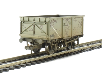 16 ton steel mineral wagon without top flap doors in BR grey B25304 - weathered