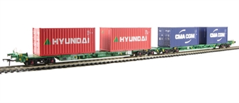 Intermodal Bogie Wagons With Two Pairs 20ft Containers 'CMA CGM & Hyundai'