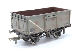 16 Ton pressed end door steel mineral wagon in BR grey B38751 - weathered