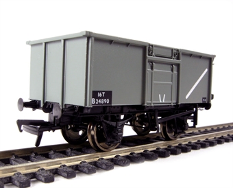 16 Ton Steel Mineral Wagon with Pressed End Door B24890 in BR Grey Livery