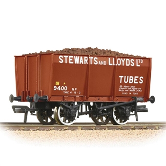 16 ton slope sided steel mineral wagon "Stewarts and Lloyds" with load