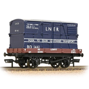 1 plank open wagon in LNER bauxite with BD container