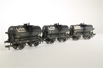 14 Ton Tank Wagons in 'LION Emulsions Ltd' Black Livery - C.24, C.66 & C15 - Pack of 3 - Weathered - Limited Edition for Hereford Model Centre