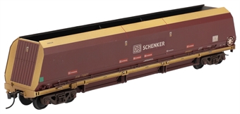 HTA Bogie Hopper in Ex-EWS red and gold with DB Schenker branding - weathered