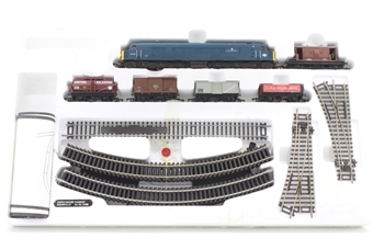 BR Diesel Freight train set - includes Class 45 45039 "The Manchester Regiment", x5 wagons, track & controller
