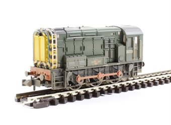 Class 08 Shunter D3729 in BR Green with Wasp Stripes (weathered)
