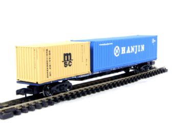 63ft bogie wagon with 20ft "MCS" container and 40ft "Hanjin" container