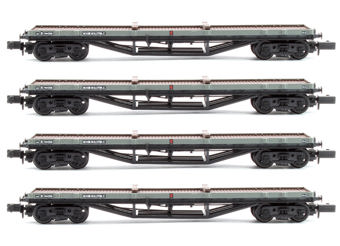 Set of 4 30T 'Bogie Bolster C' Wagons BR Grey with load No. B944226