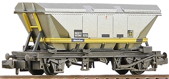 HFA hopper in Mainline freight grey with yellow cradle & ex-Railfreight Coal Sector markings - weathered - 357580