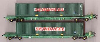 2 Intermodal bogie wagons with 2 45ft containers "Seawheel"