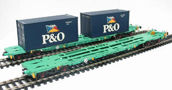 2 Intermodal bogie wagons with 2 20ft containers "P & O"