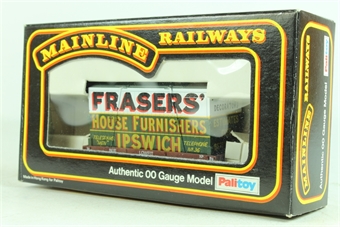 1-plank wagon in BR NE brown 221119 with Fraisers' House Furnishers container