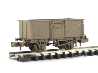 16 Ton Steel Mineral Wagon With Top Flap Doors BR Grey Weathered.