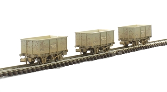 Triple Pack of Steel Tippler Wagons in BR grey 'Iron Ore' - weathered