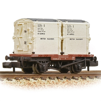 Conflat Wagon BR Bauxite (Early) With 2 BR White AF Containers [W] [WL]