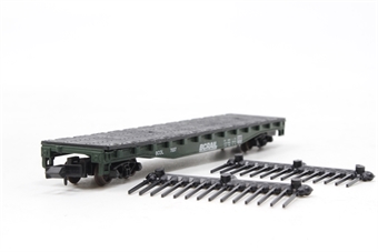 50' single TOFC flat car of the British Columbia Railway - green; aluminum, green trailer 7037