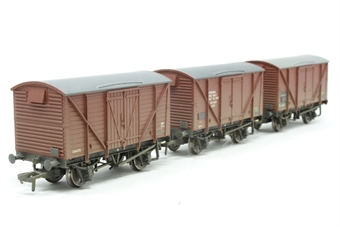 3 x BR Condemned Weathered Vans, 12 Ton BR Plywood Vent Van 042130 in BR Brown Livery (Late), 12 Ton BR Planked Vent Van 041478 in BR Bauxite Livery (Late), 12 Ton BR Plywood Fruit Van 096047 in BR Bauxite Livery (Late) - Limited Edition for Modelzone